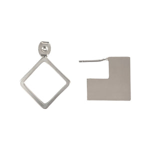 Silver Double Dimension Square Earrings - Indie Indie Bang! Bang!
