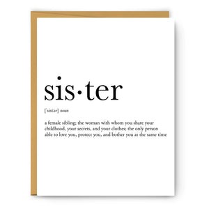 Sister Definition Card - Indie Indie Bang! Bang!