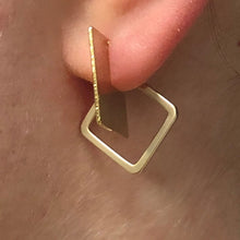 Load image into Gallery viewer, Gold Double Dimension Square Earrings - Indie Indie Bang! Bang!