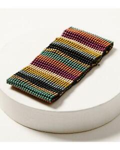 Multicolored Beaded-Stripe Stretch Cuff Bracelet - Indie Indie Bang! Bang!