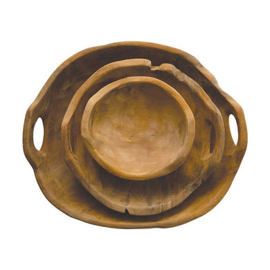 Teak Wood Bowls with Handles - Indie Indie Bang! Bang!