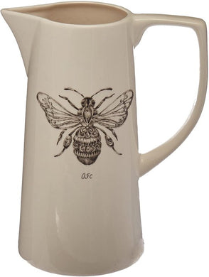 White Ceramic Pitcher with Bee Image - Indie Indie Bang! Bang!