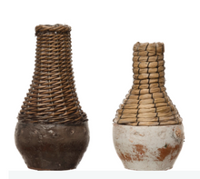Load image into Gallery viewer, Hand-Woven Rattan and Clay Vases - Indie Indie Bang! Bang!